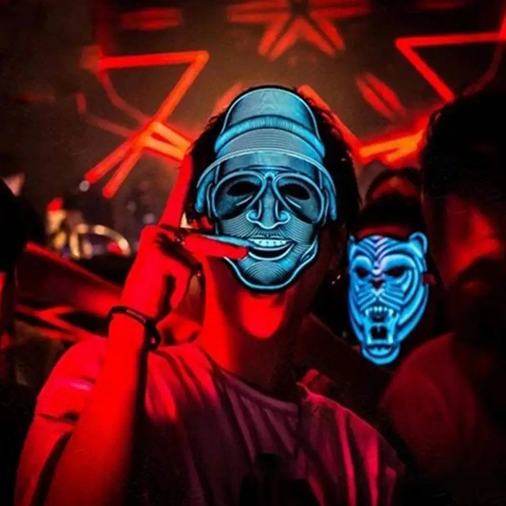

LumiParty Unique Sound Halloween Mask LED EL Light Cosplay Mask for Festival Party Costume