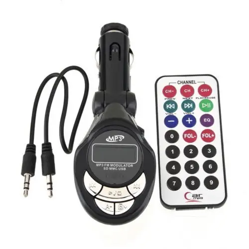 

4in1 Car accessories NEW LCD Car kit MP3 Player Wireless FM Transmitter Modulator USB SD CD MMC Remote control Wholesale
