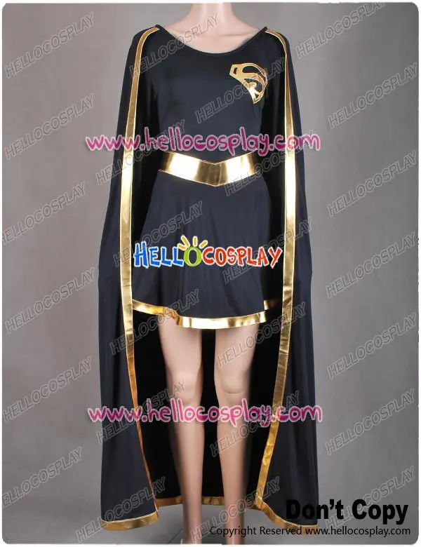 DC Comics Dark Supergirl Black Dress Super Girl Cosplay Costume H008