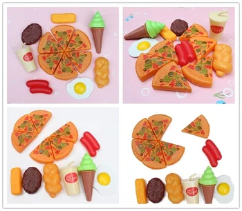 

Children's Toy Food Model Funny Plastic Kid Pizza Cola Ice Cream Food Kitchen Pretend Role Play Toy Birthday Gift For Child