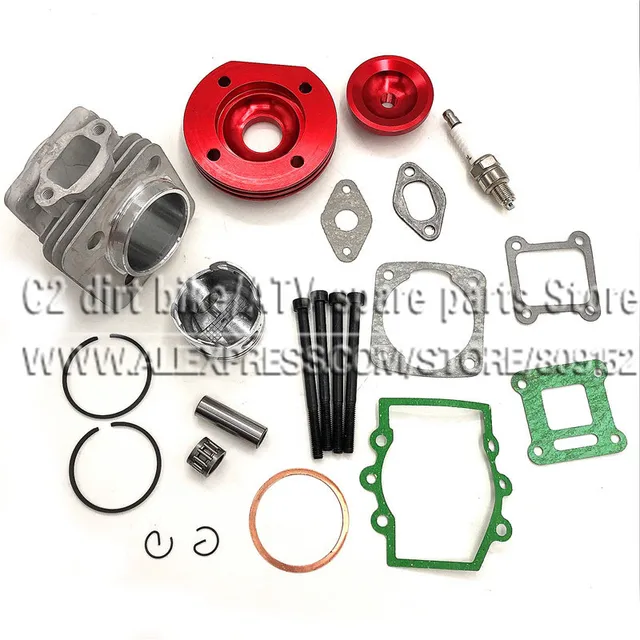 Conjunto de cilindro de gran cilindro de 44mm, conjunto de 2 ranuras para Mini Dirt ATV de bolsillo, bicis Minimoto, 47cc y 49cc Conjunto de cilindro de gran cilindro de 44mm, conjunto de 2 ranuras para Mini Dirt ATV de bolsillo, bicis Minimoto, 47cc y 49cc