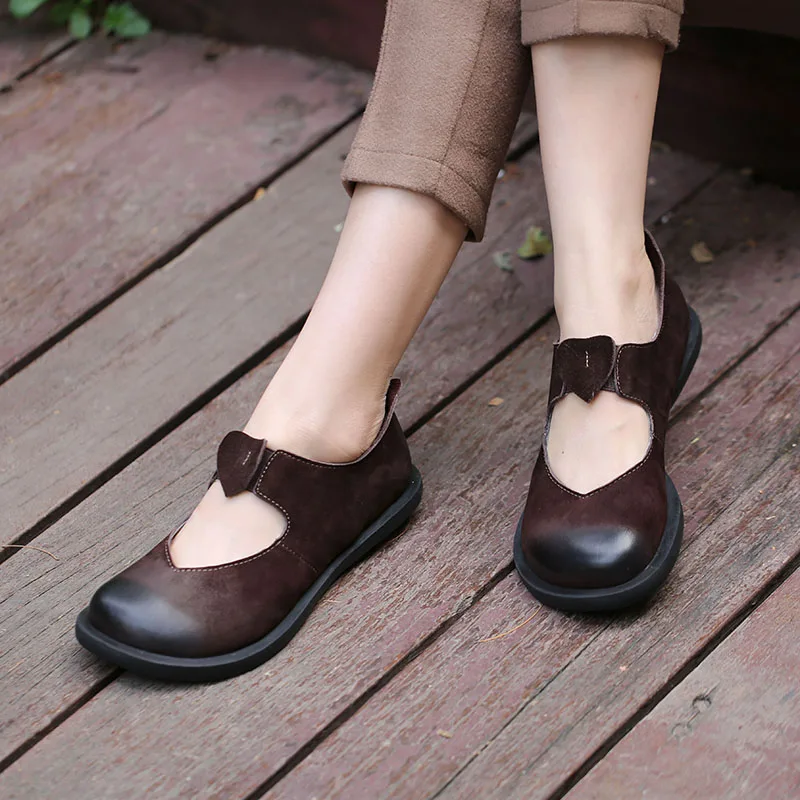 Г., весенняя женская обувь ручной работы на плоской подошве в винтажном стиле из коровьей замши, удобная женская обувь с круглым носком цвета: красный, черный, кофейный