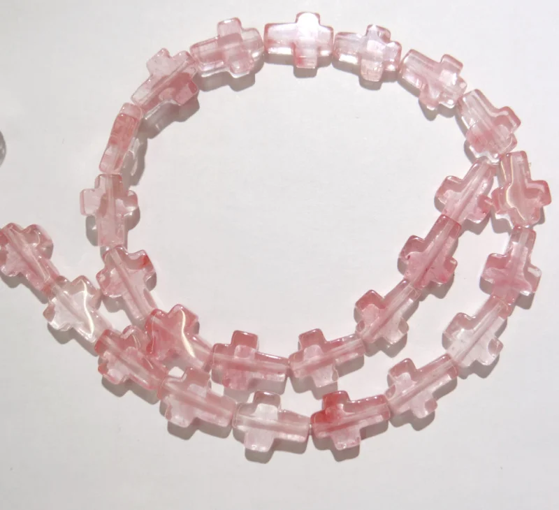 12x16 мм натуральный камень розовый кристалл кварца Агаты бисер ISES бисер Крест для DIY для изготовления украшений ожерелья Подвеска 25 шт прядь