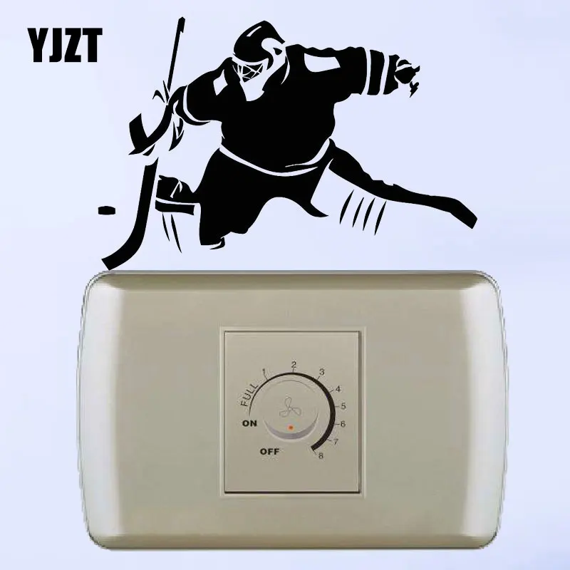 YJZT Ice Hockey Winter Sports Puck Goalkeeper Personality Bedroom Wall Sticker Switch Decal Vinyl 8SS2211