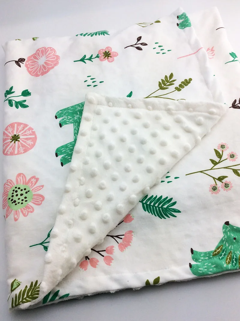 Knitted Cotton bean fleece double-sided baby blanket swaddle children's blanket cartoon soft and comfortable newborn quilt 4