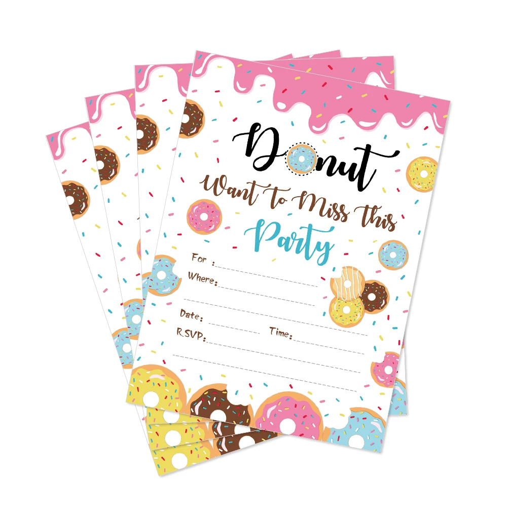 

Donuts Party Favors Decorations Pink Weeding Invitations Cards Sweet Girls Birthday Party Invitation Baby Shower Party Supplies
