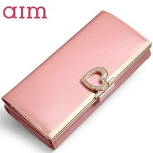 ZIEL 7 Farbe Große Kapazität Mode Leder Geldbörse für Frauen marke Trifold Rosa Kupplung Taschen Lange Geldbörse Weiblichen Telefon Karte halter