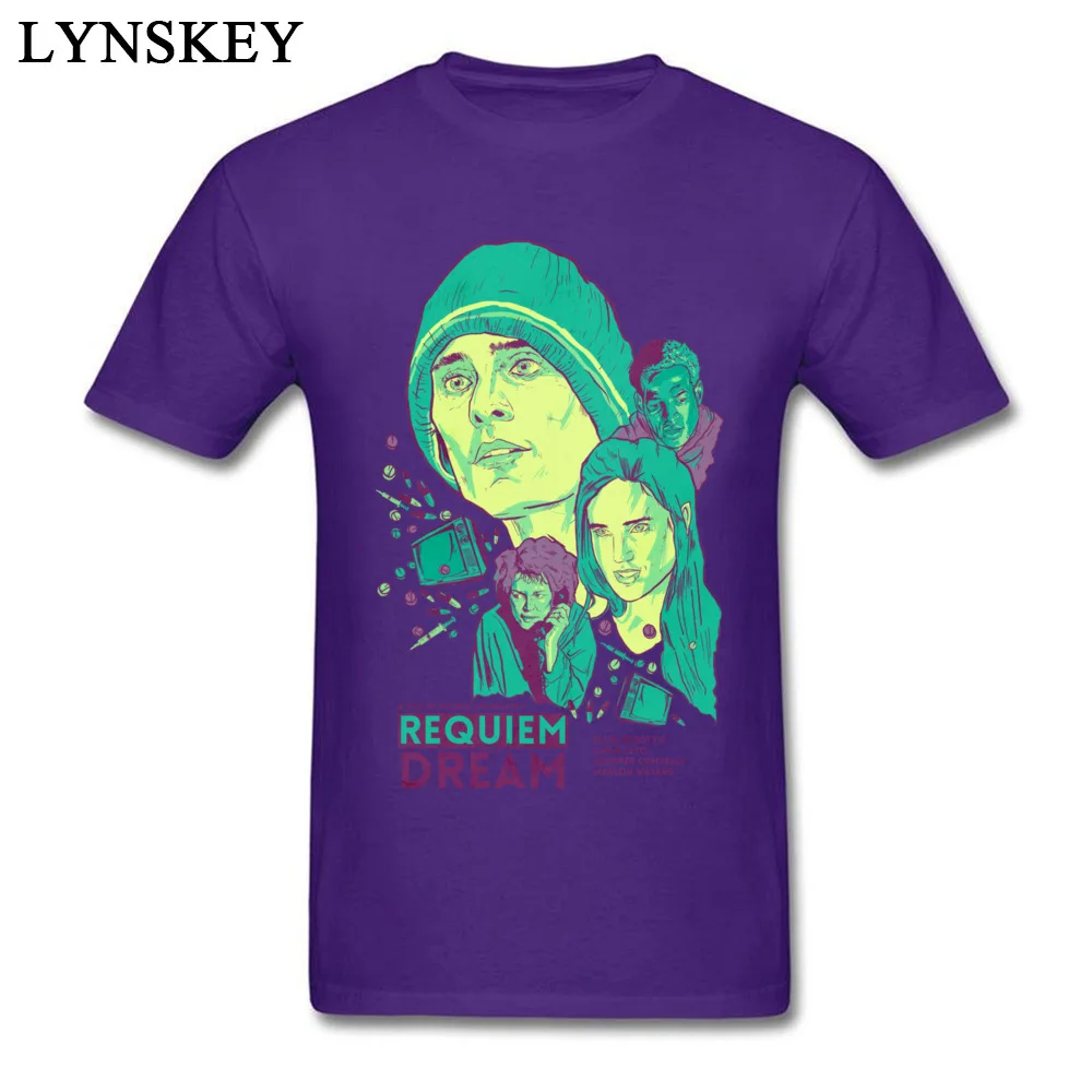 100% Cotton Tops T Shirt Requiem For A Dream for Men Design T-Shirt Casual New Design Round Collar Short Sleeve Tee Shirt Requiem For A Dream purple