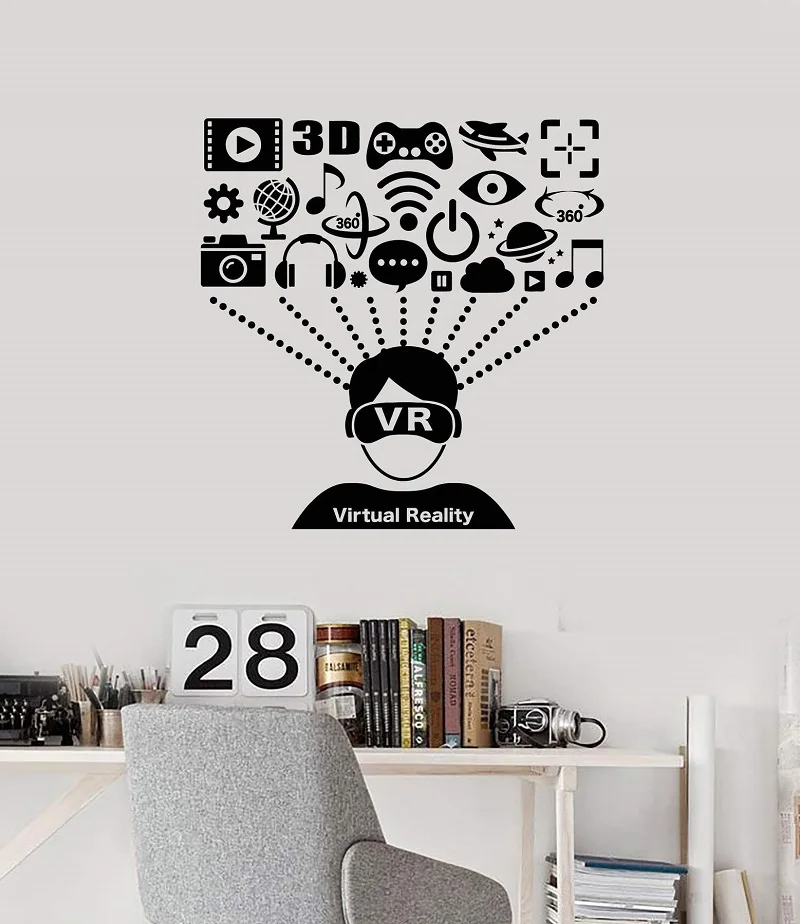 

Vinyl wall decals virtual reality VR headset user player player art sticker murals, game hall internet cafe decoration YX31