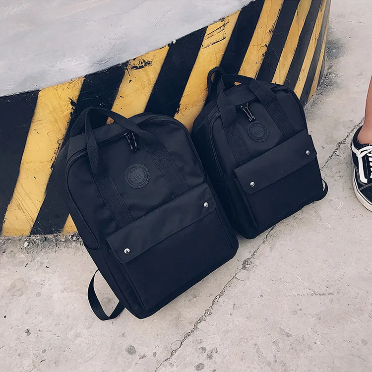 

2018 new cavans backpack men fashion Korean version tide new personality wild rain travel computer bag all black backpack