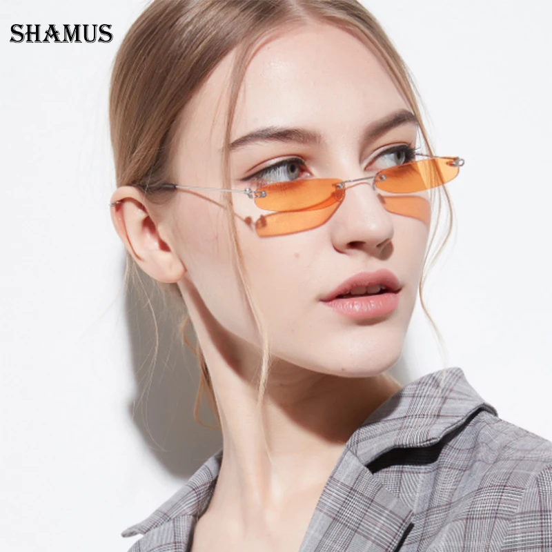 SHAMUS Mini Sunglasses Women Rectangle Sunglass Rimless Frame Eyewear
