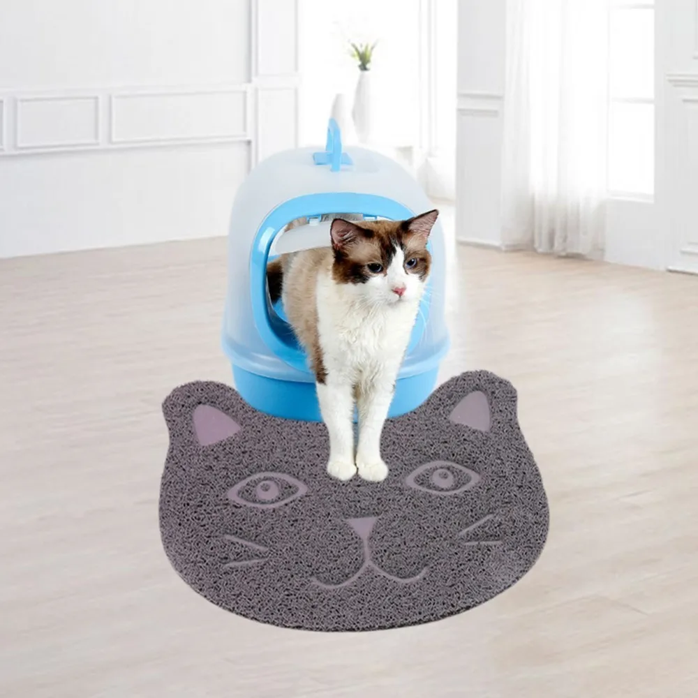 New Arrive Pet Cat Face Shaped PVC Mat Cat Litter Pad Placemat Foot Mat