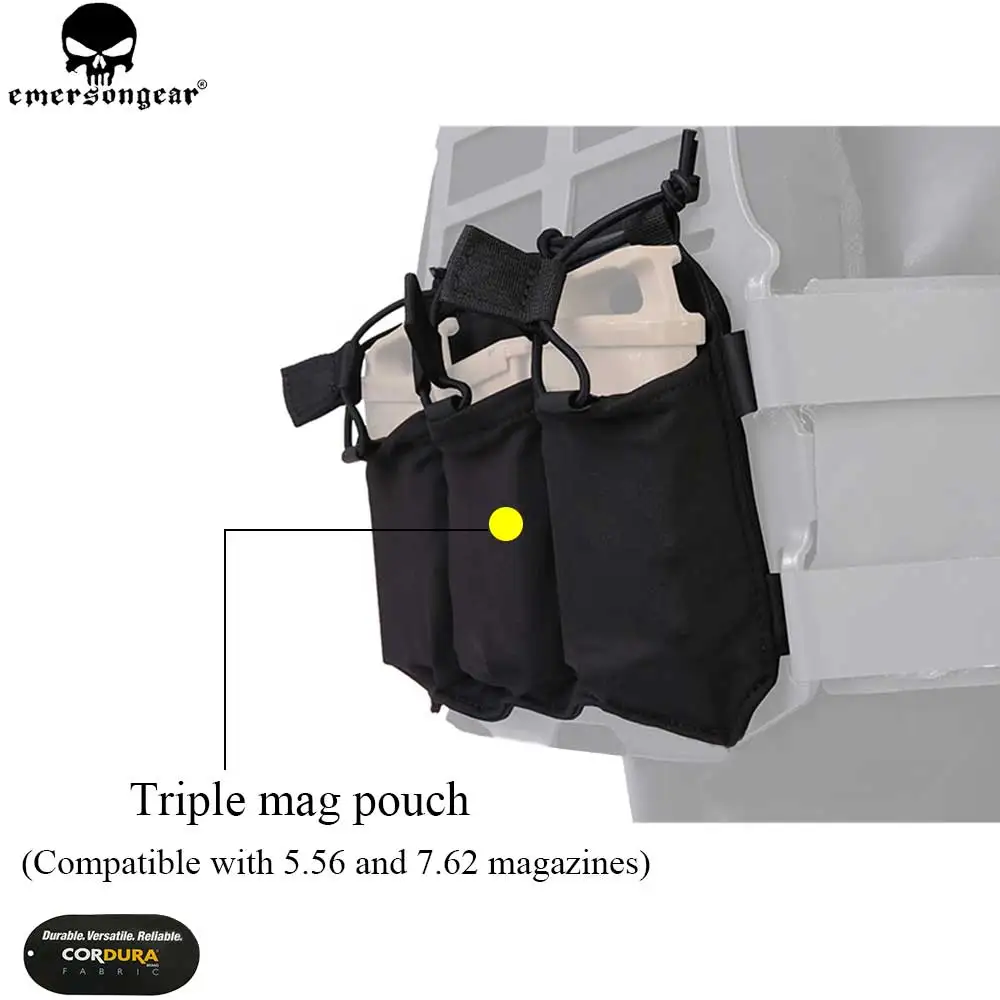 Сумка для магазина EMERSON Triple SS Vest 5 56/7 62 сумка Emersongear Tacrical Mag Pouch Multicam Black EM6402|Мешочки| |