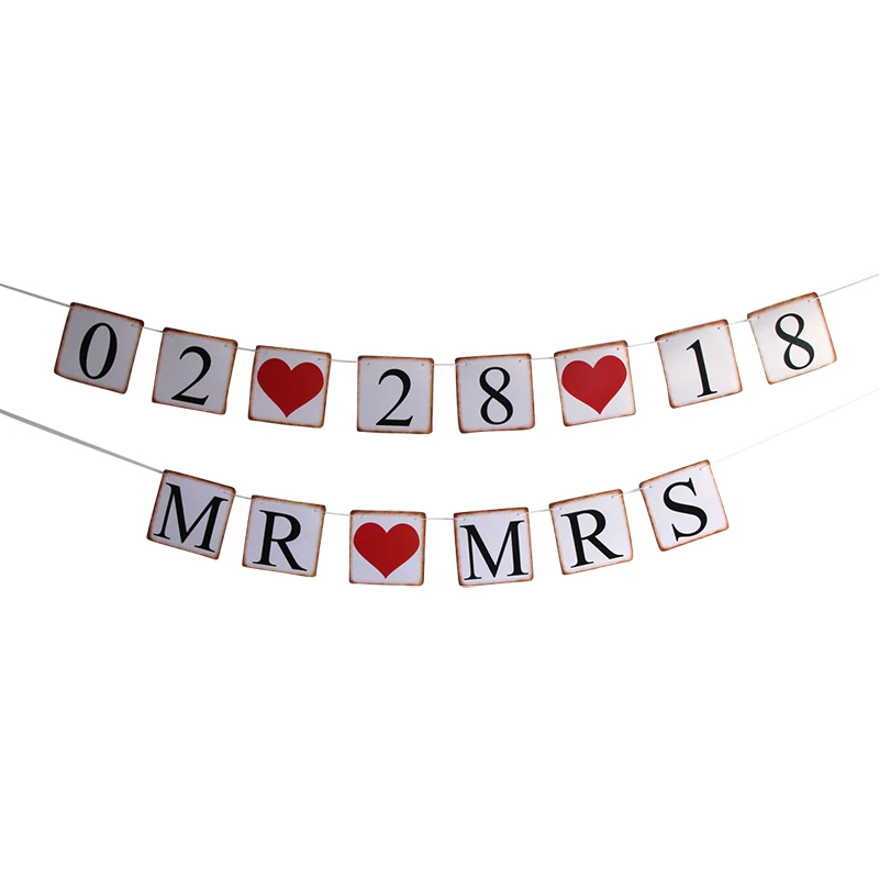 

Vintage Wedding Decoration Banners 2pcs/set Paperboard Bunting Garland For Engagement Graduation Birthday Party Suppliers ML019