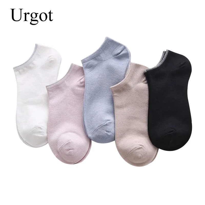 

Urgot 5 Pairs Women's Socks Simple Solid Color College Wind Ladies Boat Socks Spring Summer Cotton Socks Short Calcetines Mujer
