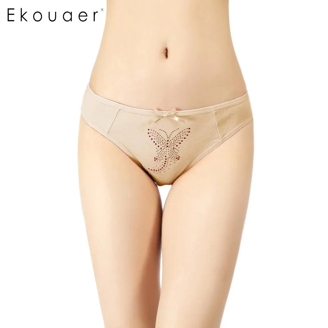 

Ekouaer Sexy Underwear Low Waist Brief Butterfly Embellished Panty Women Sexy Lingerie Underwear Panties Intimates S-XXL