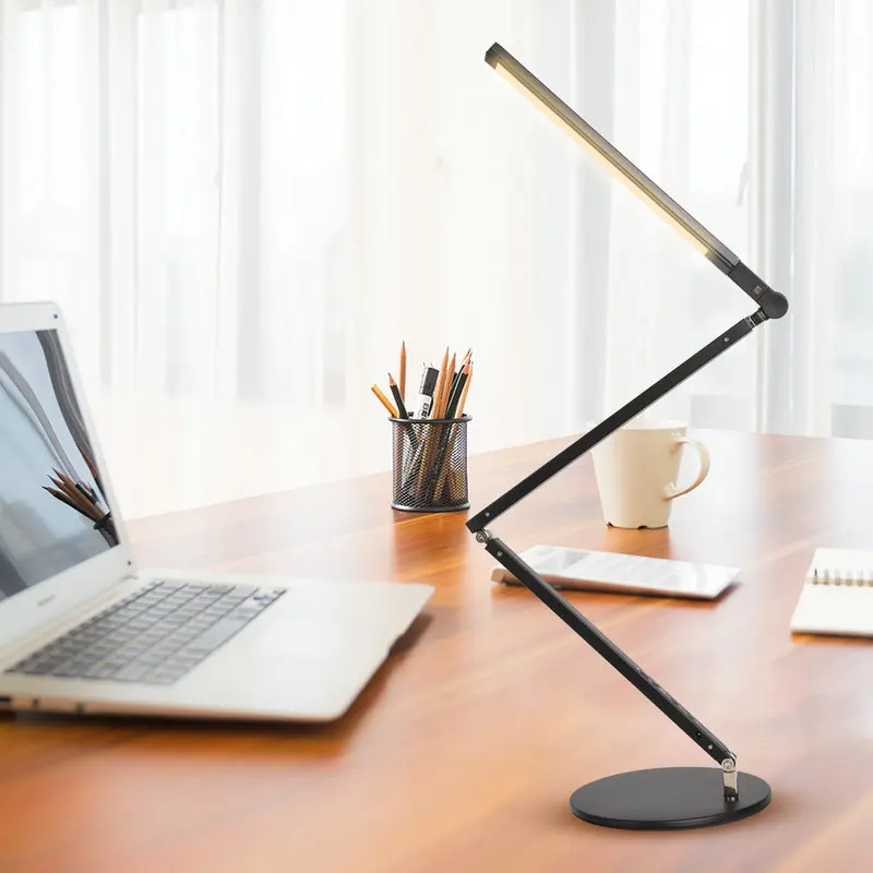 Comprar Ahorro de energía moderna LED lámpara de escritorio con abrazadera Dimmer Swing brazo largo Oficina estudio, escritorio luz Mesa luminaria