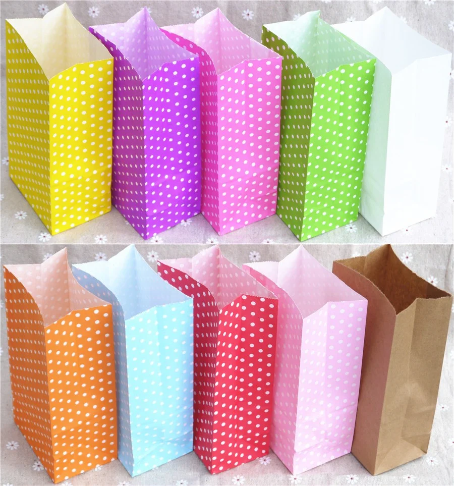 Image New 2016 paper bag Stand up Colorful Polka Dot  Bags 18x9x6cm Favor  Open Top Gift Packing Treat gift Bag wholesale