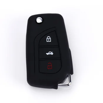 

3 Button Silicone Flip Key Cover Fit For Toyota Auris Corolla Rav4 Avensis Yaris Verso Aygo Remote Case Fob Shell 2014 2015-2017