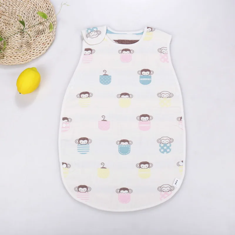

Pure Cotton Six Layer Gauze Girl Boy Baby Sleeping Bag Breathable Cartoon Printing Prevent Catch Cold Leisure Wear For 0-7 years