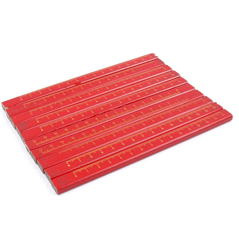 

Red Cover Black Lead Flat Carpenter Pencils Builders Woodworking Craft DIY Marker Pencil 10Pcs
