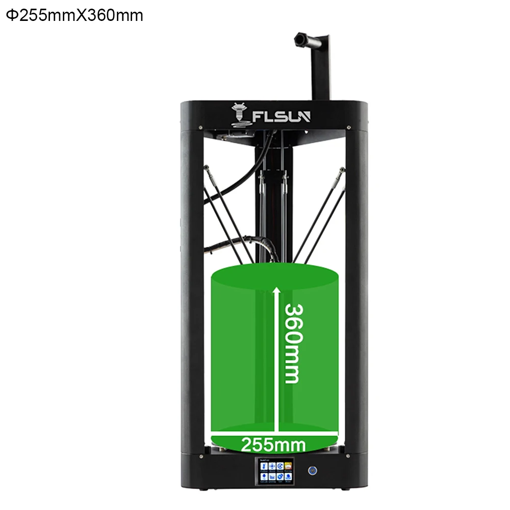 Pаспродажа FLSUN QQ S 2019 высокоскоростной Delta 3d принтер, большого размера плюс 255*360 мм kossel 3D принтер обновленный автоматический Выравнивающий сенсорный экр...
