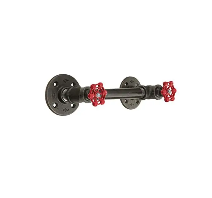 

TOPOWER Pipe Wall Mounted Hat and Coat Hanger Vintage Industrial Steam Valve 2/3/4/5 Iron Water Pipe Tap Metal