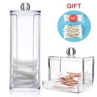 Acrylic Cotton Swab Organizer Box Portable Round Container Storage Case Make up Cotton & Pad Box For Home Hotel Office 1
