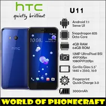 Htc U11 Snapdragon 835 Octa Core 4 Гб оперативная память 64 Встроенная 12MP камера NFC Nano одной SIM быстрое зарядное устройство 3,0 смартфон