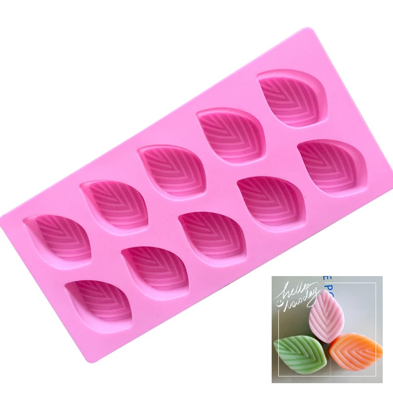 

10 Link Leaves Silicone Cake Mold Chocolate Mold Cold Soap Mold 26.3*12.8*2cm Pink Baking Mould MH745