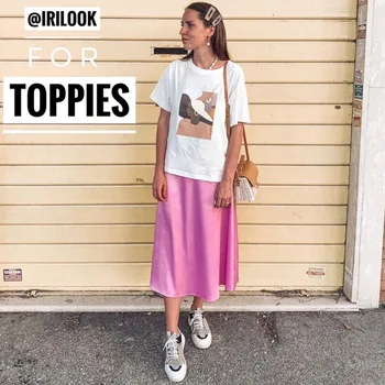 

Summer Pink Silk Satin Skirts Womens High Waist Long Skirts Elegant Lady A Line faldas mujer moda 2019