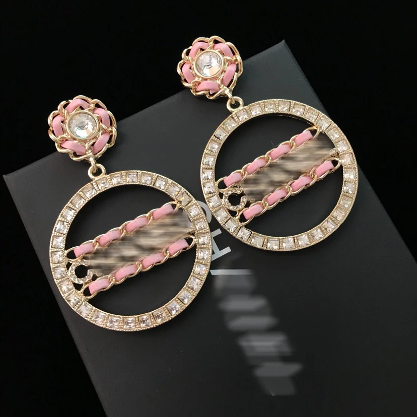 

Best Lady Crystal Multicolored Round Drop Earrings For Women Metal Dangle Shiny Girls Gift Leather Jewelry Trendy Bohemian Hot