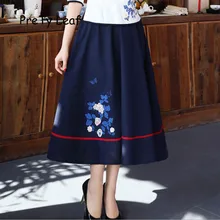 Весенняя хлопковая юбка с вышивкой в этническом стиле