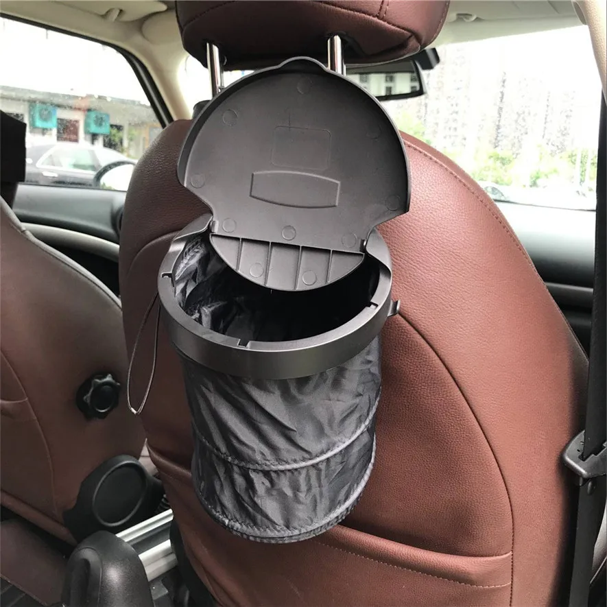 1x Foldable Car Trash Garbage Can Waste Dust Bin Storage Box Rubbish Bag Bucket Light Weight Durable and High Quality l0412 | Автомобили и