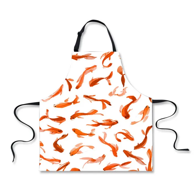 FORUDESIGNS Home Cleaning Aprons Cartoon Fish Printed Kitchen Cooking