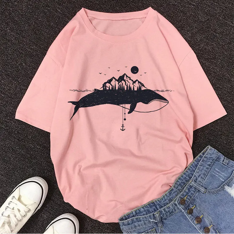 

Whale Harajuku Summer Tops T Shirt Women 2019 New Vogue Aesthetic Printed Gothic Tshirt Vintage Streetwear Casual Vegan T-shirt