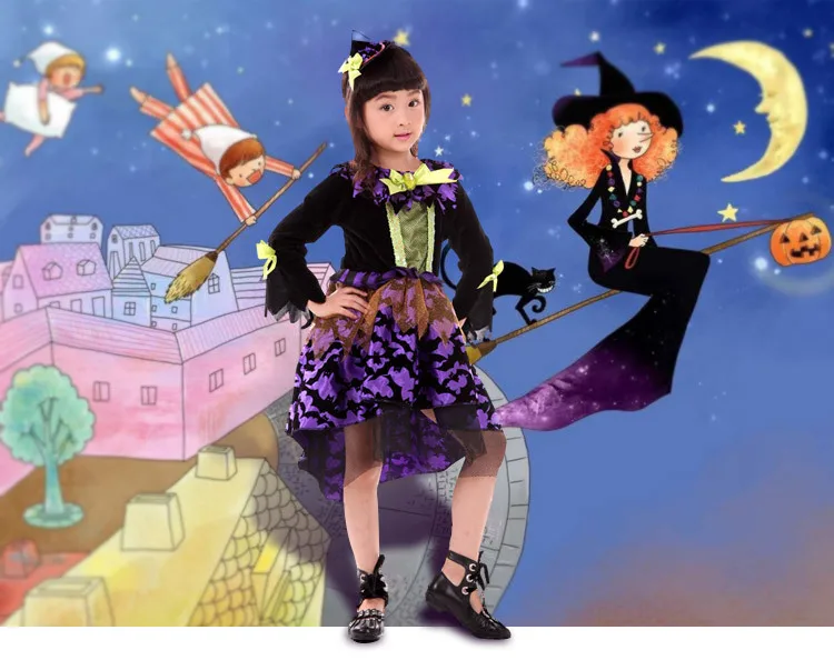 

Adorable kids girl witch Cosplay Halloween dance costume little girl witch dance costume Size can choose