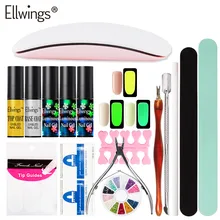 Ellwings светящийся Набор для маникюра гель-лаком гель УФ Набор для гелевого маникюра светится в темноте набор Гель-лак 6 Вт УФ-лампа инструменты для ногтей