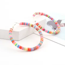 1 пара винтажный богемский этнический красочный круглый Висячие серьги для женщин круглый обруч Pendientes массивные ювелирные изделия подарок аксессуары