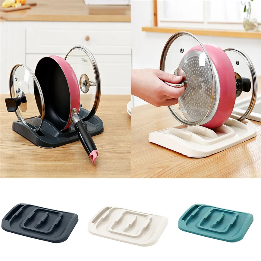

Plastic Pan Pot Cover Rack Kitchen Shelf Lid Rack Stand Spoon Holder Drain Rack Stand Spoon Holder Rests Kitchen Accessories J#4