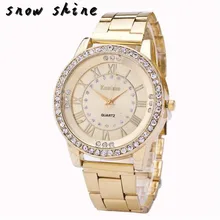 snowshine 10 Women s Men s Crystal Rhinestone Stainless Steel Analog Quartz Wrist Watch