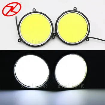 

2PCS Top sell Round Shape Car DRL Daytime Running Light Auto COB Flexible White LED Light Waterproof Driving Lamps Car Styling