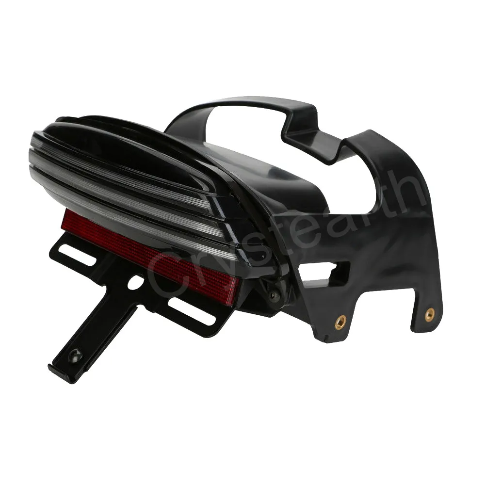 Black Tri-Bar Fender LED Tail Brake Light For Harley Dyna Fat Bob