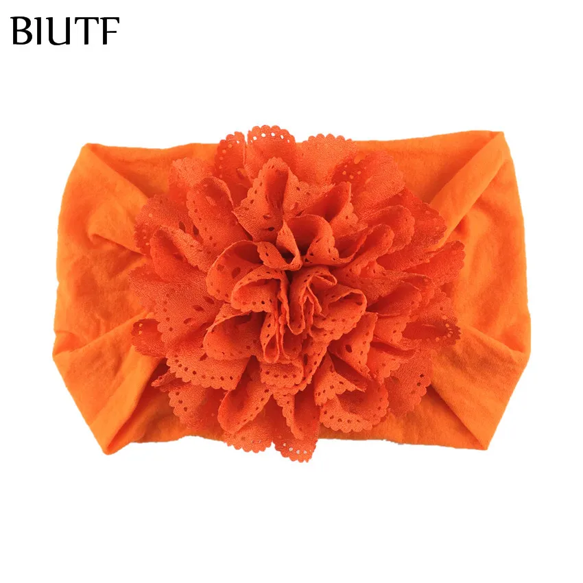 9-orange 20 шт./лот DIY бутик повязка на голову шириной нейлоновая эластичная заставка с 3-дюймовым ажурная ткань с цветочным рисунком реквизиты для фотографирования детей HB082 - Цвет: 9-orange