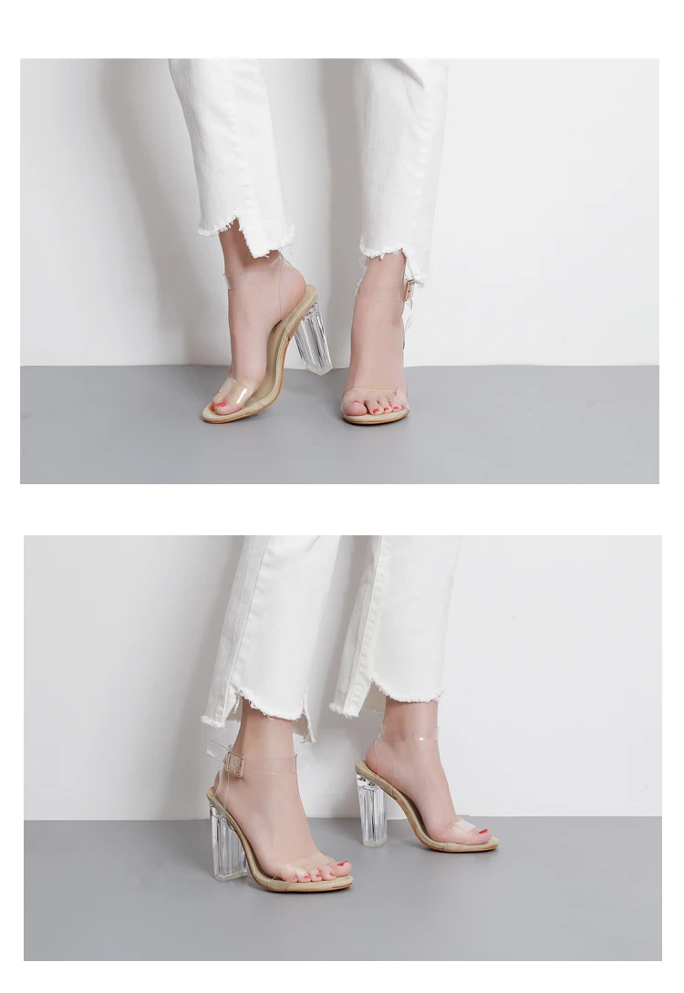 Eilyken 2018 PVC Jelly Sandals Crystal Leopard Open Toed High Heels Women Transparent Heel Sandals Slippers Discount Pumps 11CM -