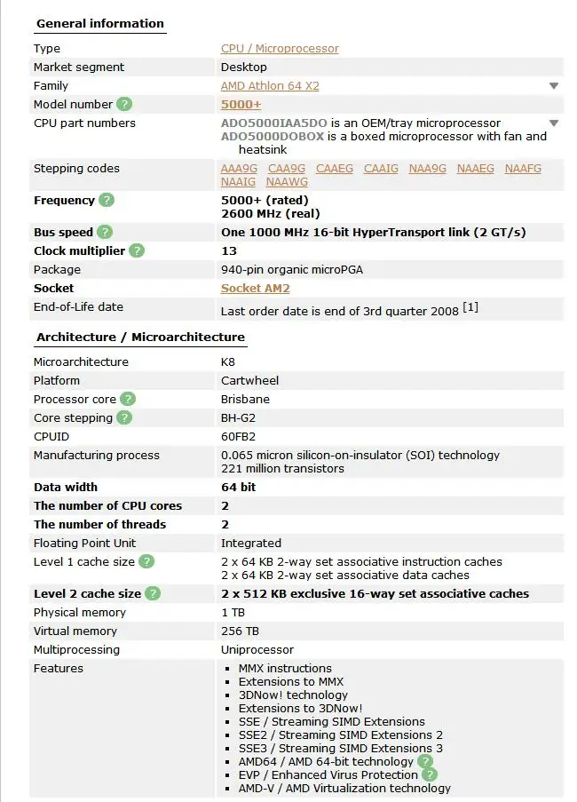 Процессор AMD Athlon 64X2 5000+ 2,6 GHz AM2 940pin двухъядерный процессор настольный процессор разбросанная часть