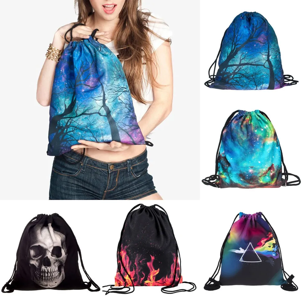

Drawstring Bags Unisex Bag 3D Digital Print Bones Pocket Drawstring Backpack Non-Woven Travel Casual Backpack Mochila Feminina