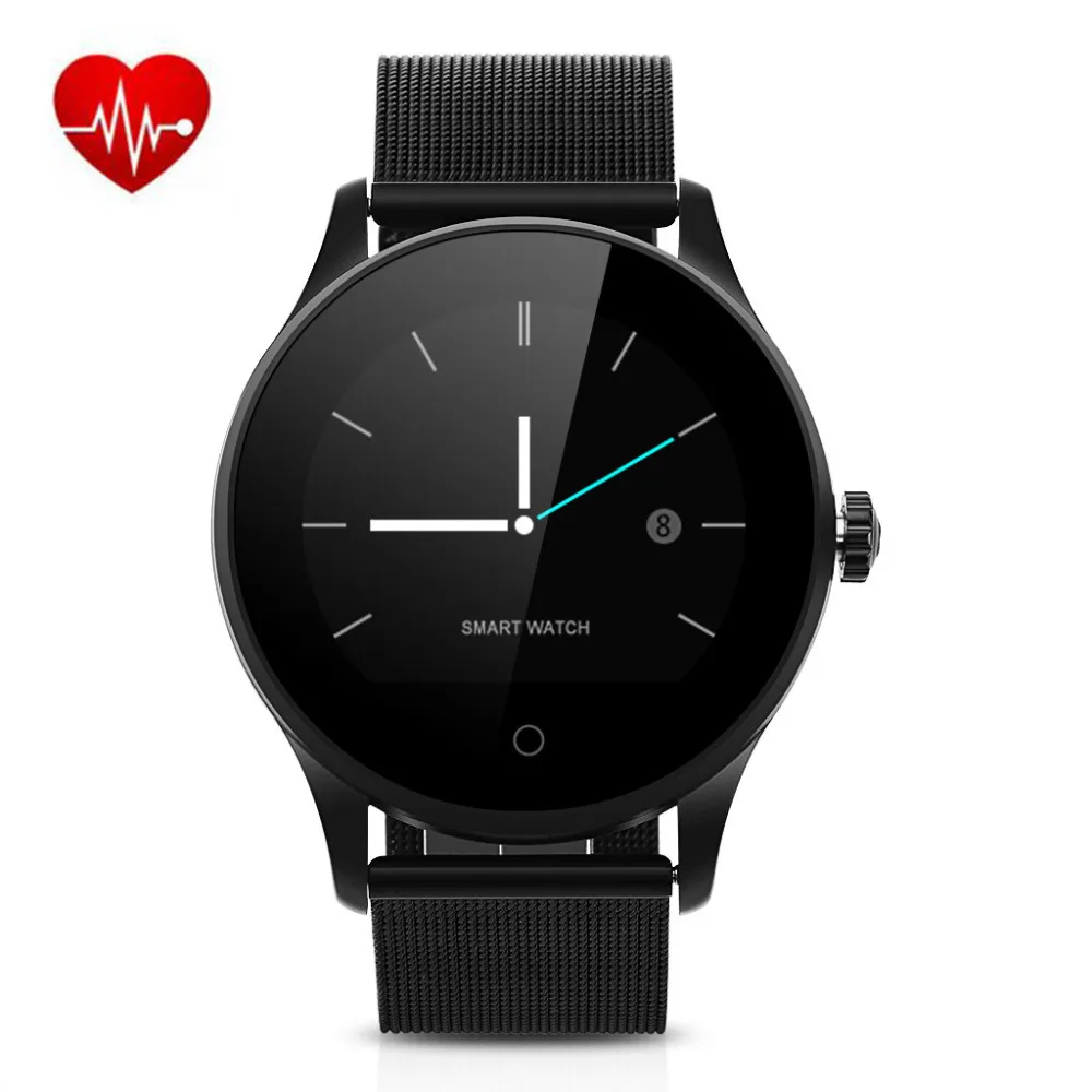 K88H Bluetooth Smart часы из металла монитор сердечного ритма часы Шагомер набора синхронизации телефона сообщение для Android IOS телефон часы