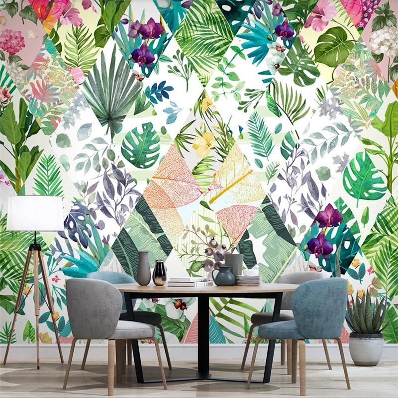 

beibehang Nordic tropical plants flowers leaves TV sofa background wall paper mural custom large mural wallpaper papel de parede