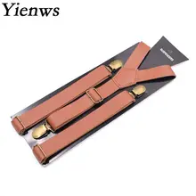 Yienws подтяжки из искусственной кожи для мужчин женщин винтажные брюки брекет ремень дамы Femme черный коричневый кофе Bretels YiA041